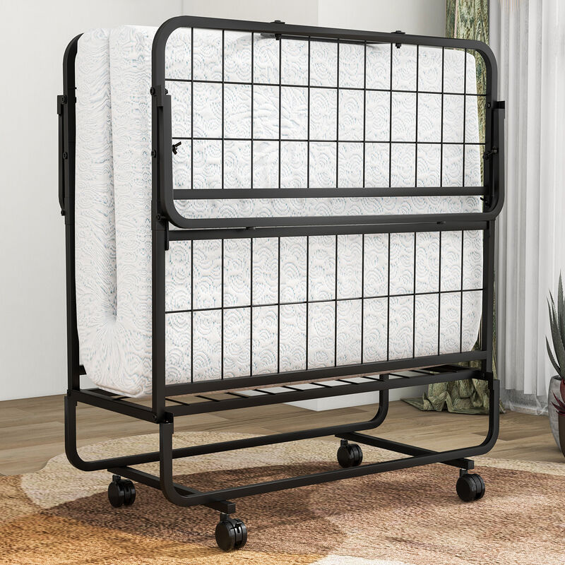 Twin Size Rollaway Guest Folding Bed with Pillow and Cover