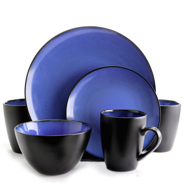 Gibson Elite Soho Lounge Round 16-Piece Dinnerware Set, Blue Gibson Elite Soho Lounge Round 16-Piece Dinnerware Set, Blue