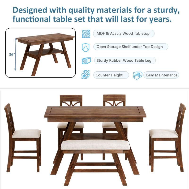 Merax Kitchen Dining Table Set with Bench and 4 Chairs