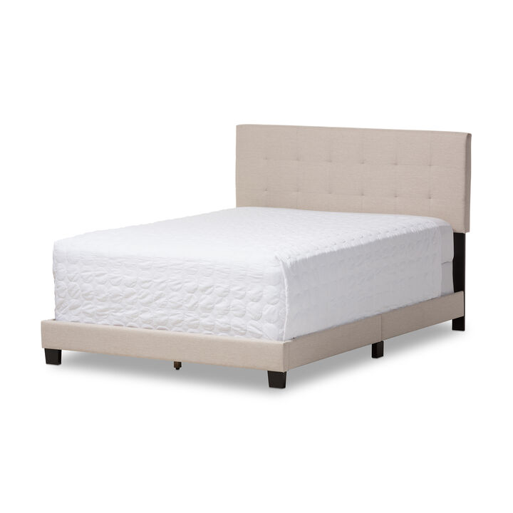 Baxton Studio Brookfield Modern Beige Fabric Upholstered Grid tufting Queen Size Bed