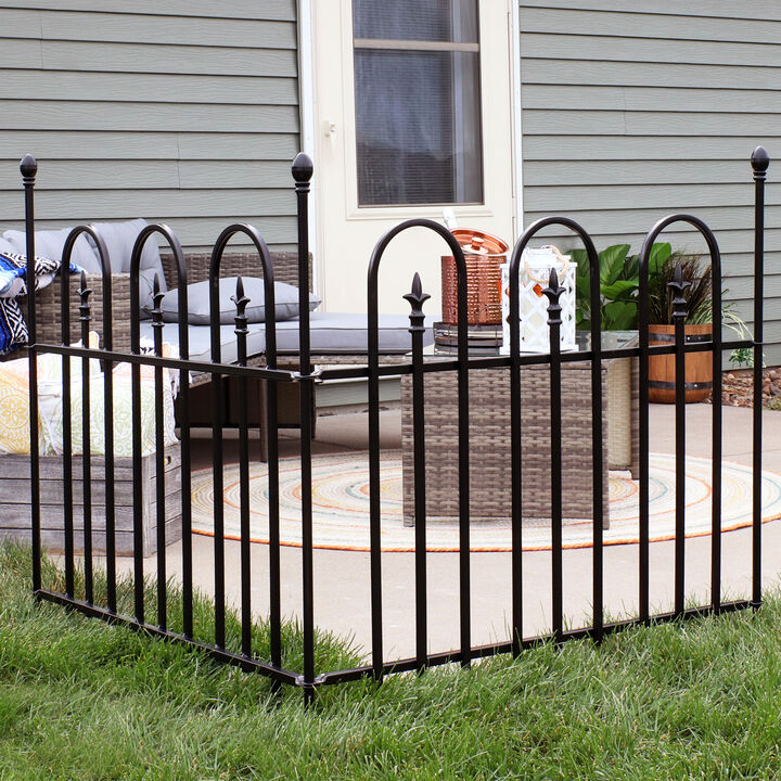 Sunnydaze 2-Piece Strasbourg Steel Garden Border Fencing - 6 ft - Black