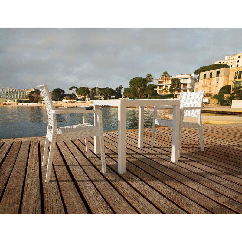 31.5" Coffee Brown Wickerlook Square Patio Dining Table