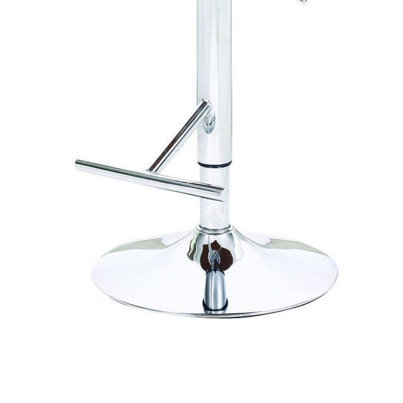 34-43, Inch Adjustable Height Barstool, Open Back, Wood, Black Faux Leather - Benzara