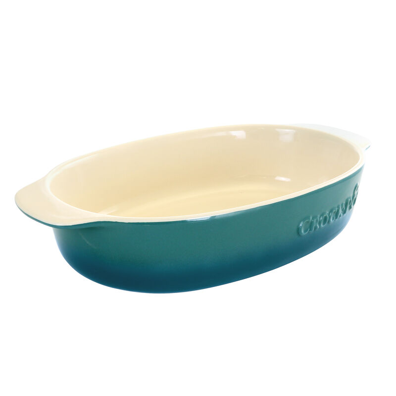 Crock Pot Artisan 2.5 Quart Oval Stoneware Casserole with Lid in Gradient Teal