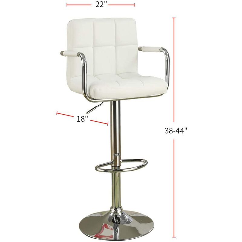 Set of 2 White Faux Leather Barstool Chairs