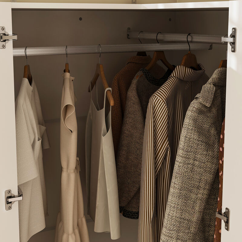 FUFU&GAGA Corner Wardrobe Closet with Adjustable Shelves and Drawers,(35.4" W x 35.4" D x 70.9" H), Dark Brown