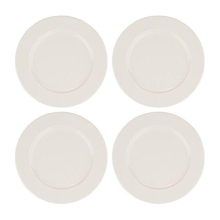 Banquet dia.9.25" Round Warm White Porcelain Plate (Set of 4)