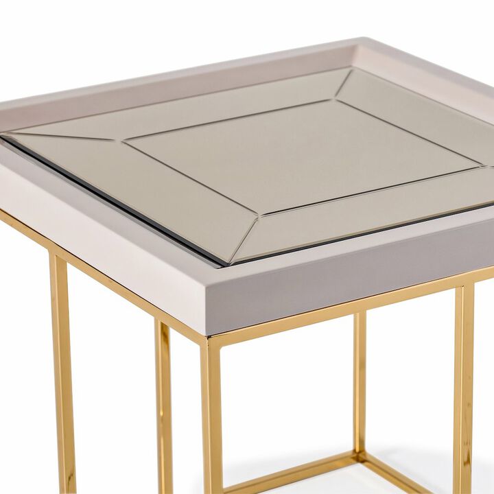 Michael Amini Carmela Side Table - Shimmer Ivory