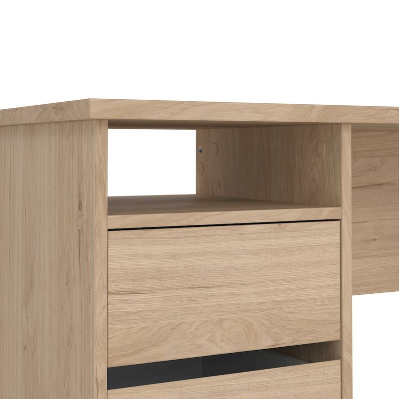 Tvilum Wes Home Office Writing Desk with 3 Drawers and Open Shelf, Jackson Hickory