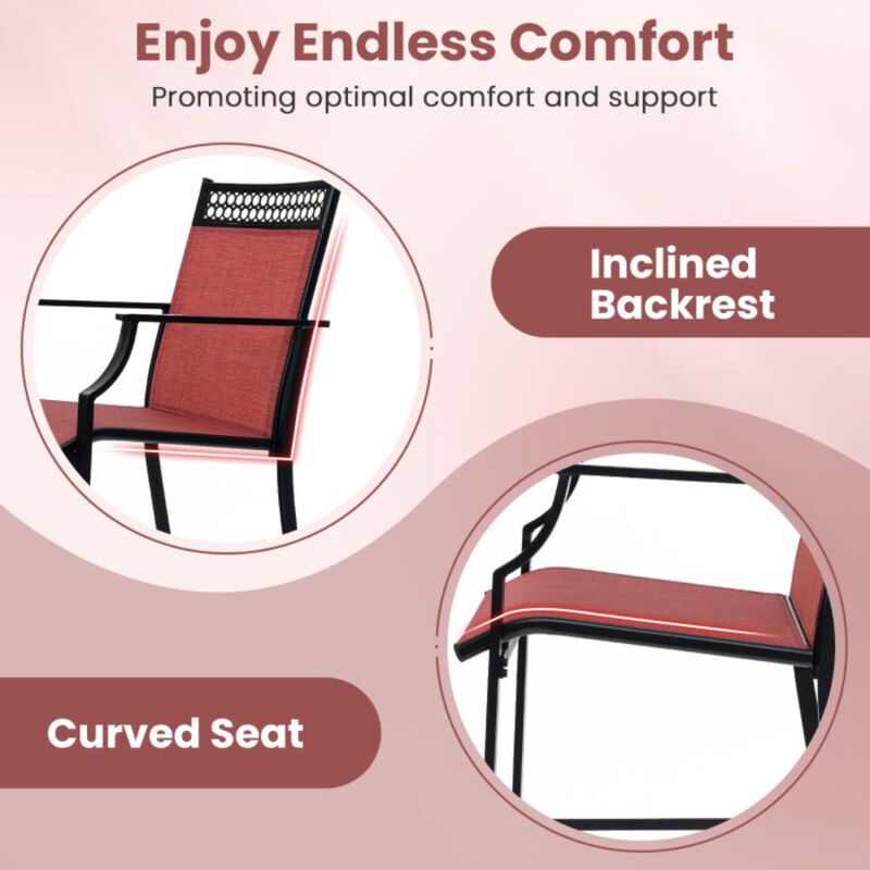 Hivvago Outdoor Counter Stools Set of 2 Heavy-Duty Barstools with Footrest and Armrests