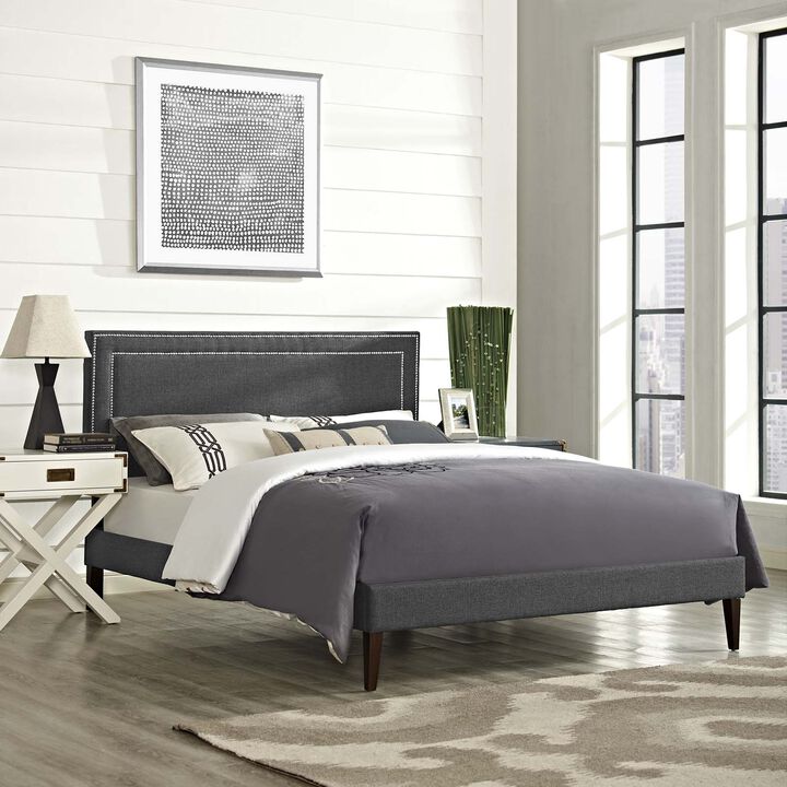 Modway - Virginia Full Fabric Platform Bed with Squared Tapered Legs Gray