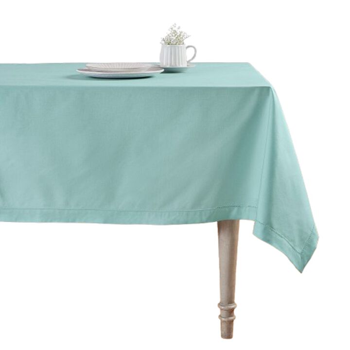 Solino Home Cotton Linen Hemstitch Tablecloth for Thanksgiving, Christmas