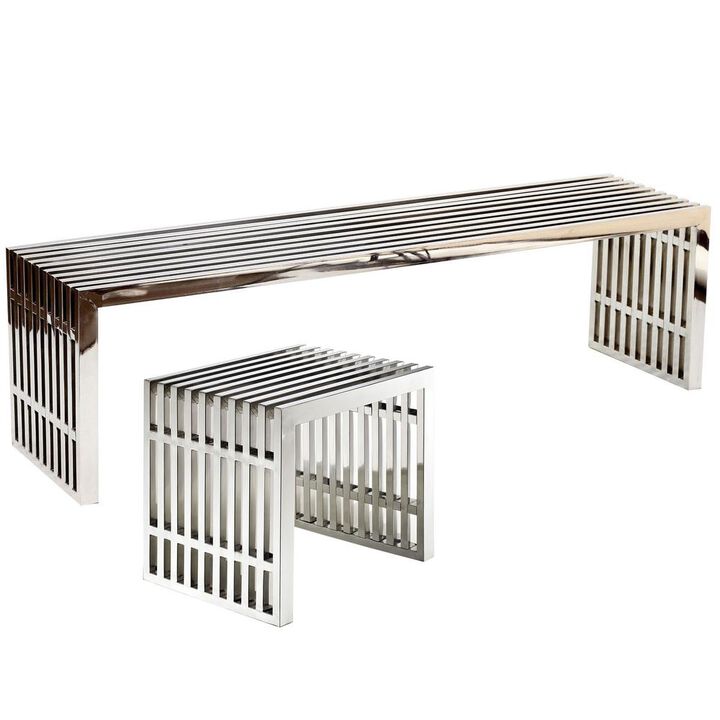 Modway Gridiron Benches Set of 2