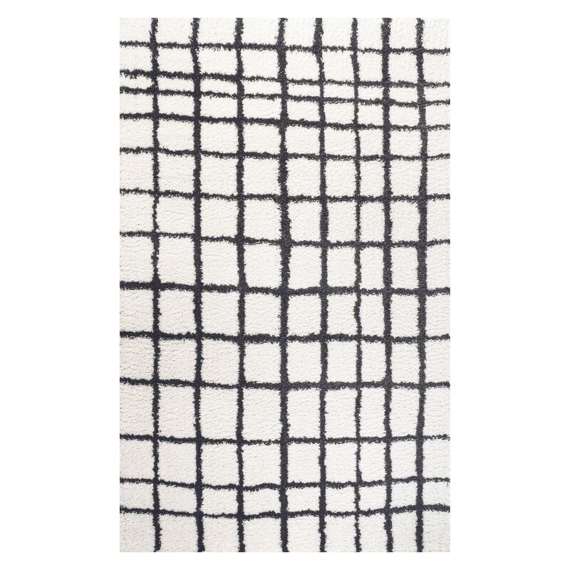 Arenal Geometric Grid Shag Area Rug