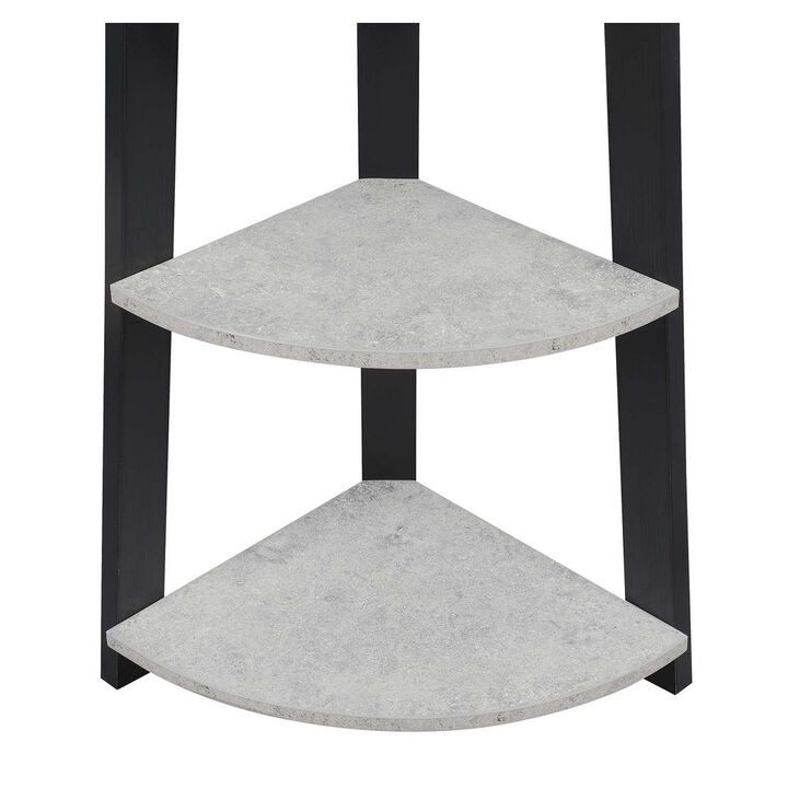 Convenience Concepts Newport 5 Tier Corner Bookshelf Faux Cement/Black