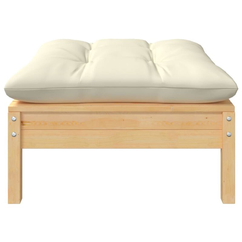vidaXL 2-Seater Patio Sofa with Cream Cushions Solid Pinewood