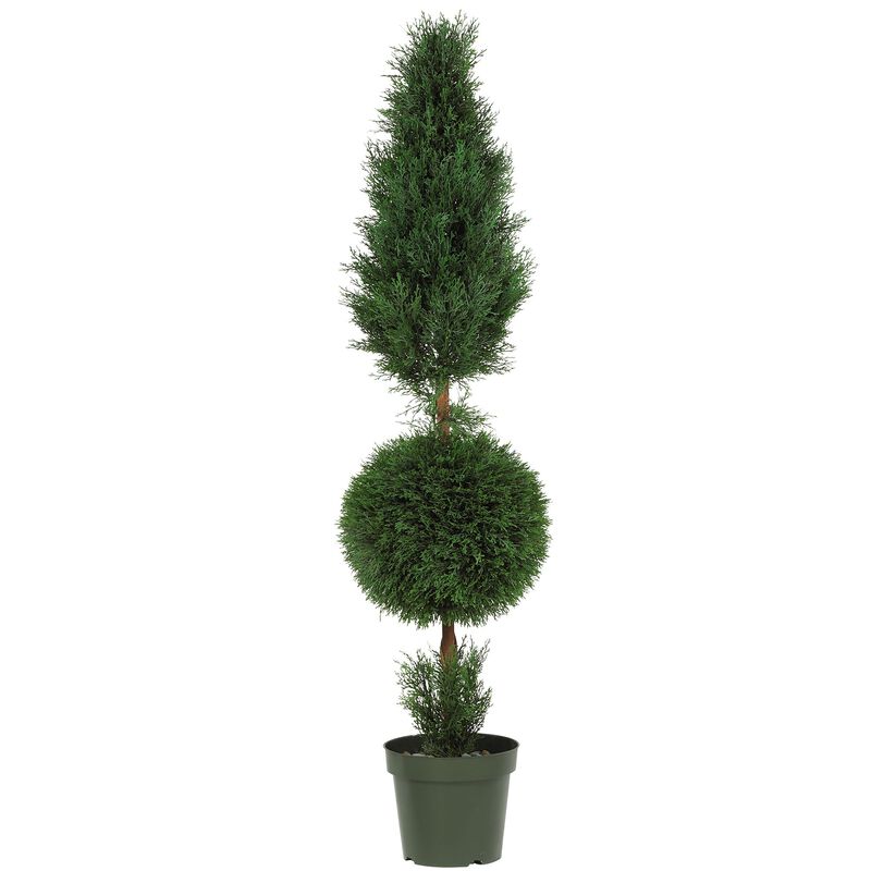 Hivvago 5 Feet Cypress Ball and Cone Silk Tree (In-door/Out-door)