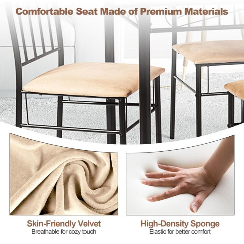 Hivvago 5 Pieces Dining Set Wooden Table and 4 Cushioned Chairs