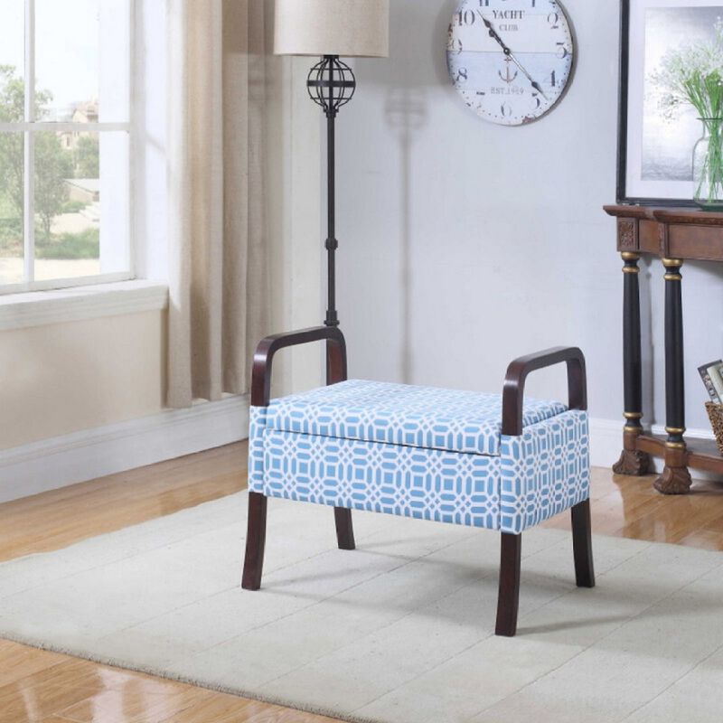 23" Tall Wooden Vanity Storage Seat, Monochrome Print