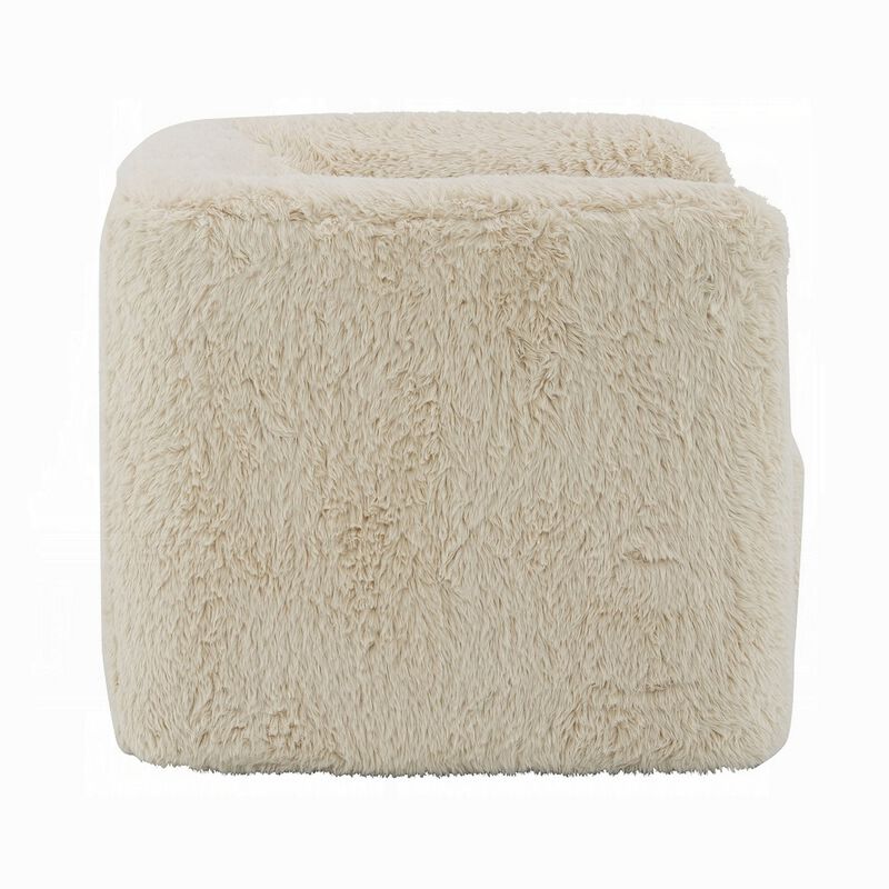 Savoir Swivel Accent Chair, Modern Soft Furry Beige Fabric, Round Arms - Benzara
