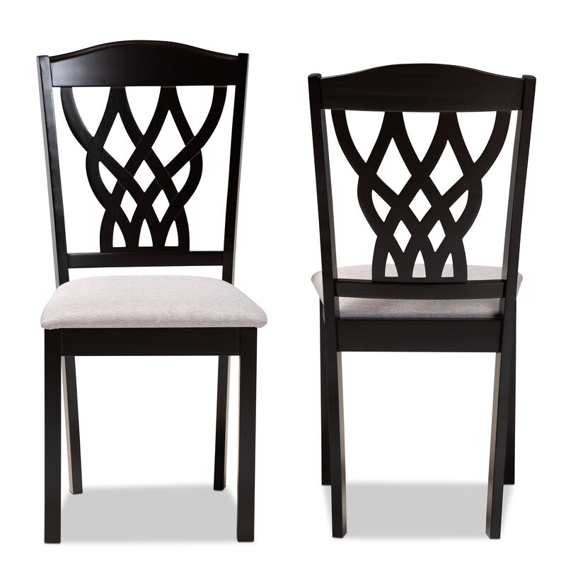 Baxton Studio Delilah Modern Grey Fabric Upholstered Wood 2 Piece Dining Chair Set