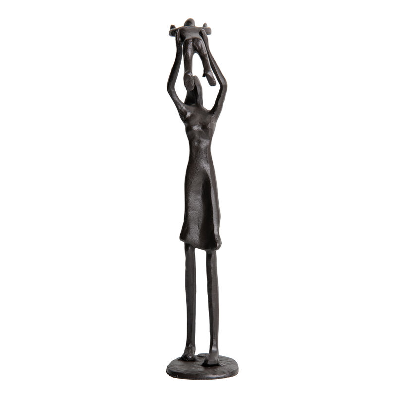 Proud Parent Holding Child Up Contemporary Iron Sculpture Statue