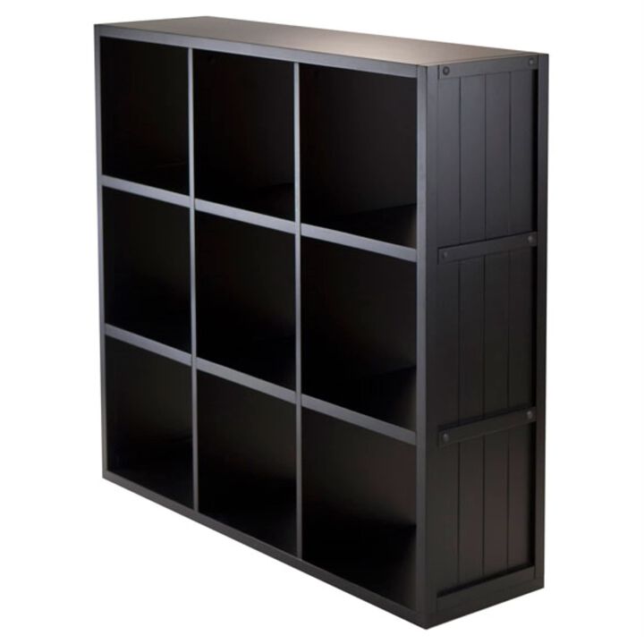 Timothy Collection 3x3 Shelving Unit - Black, Composite Wood, 37.75"W x 11.8"D x 40"H, Ample Storage, Versatile, Easy Assembly