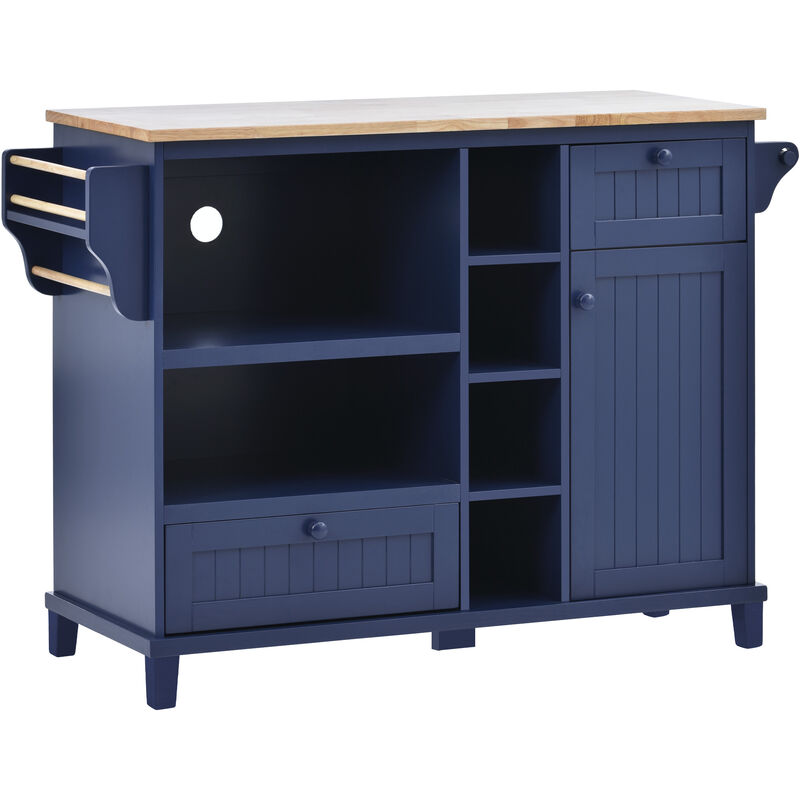 Streamdale Solid Wood Kitchen Island Cart with Cabinet