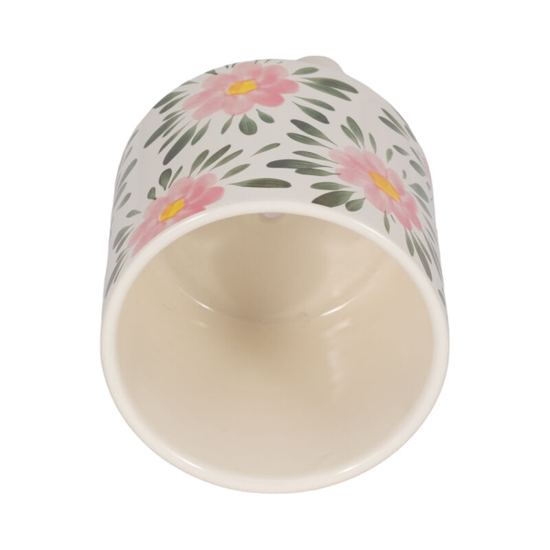 6" Footed Hand Painted Pink Flower Planter