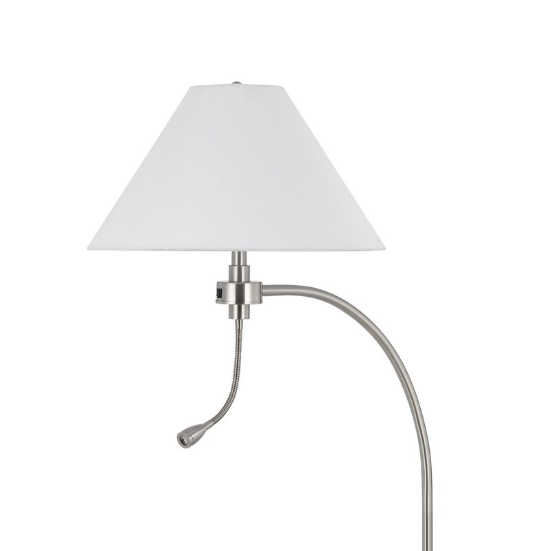 Ashy 68 Inch Floor Lamp, Gooseneck LED, White Shade, Bronze Arc Pole - Benzara
