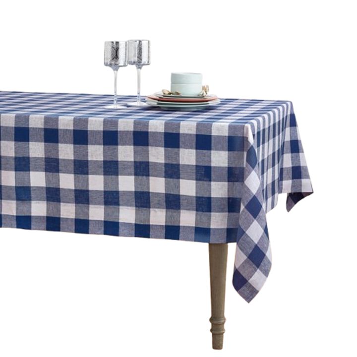 Solino Home 100% Pure Linen Tablecloth | Buffalo Check Dining Table Cloth