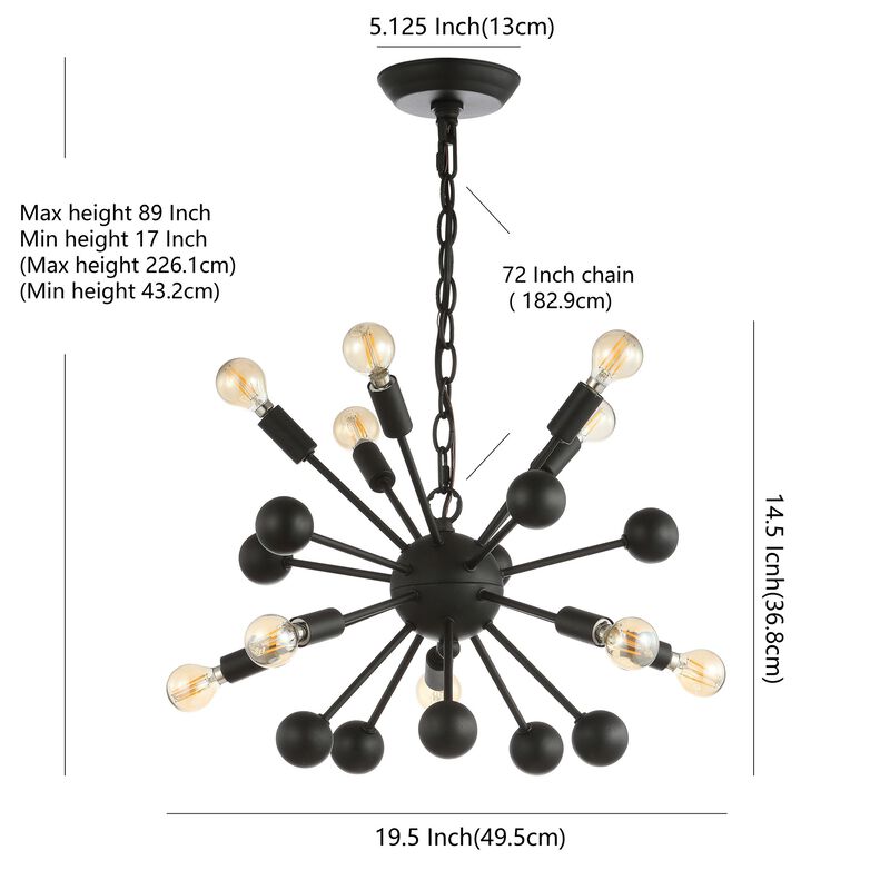 Orbit 10-Light Adjustable Iron Modern Industrial Sputnik LED Chandelier