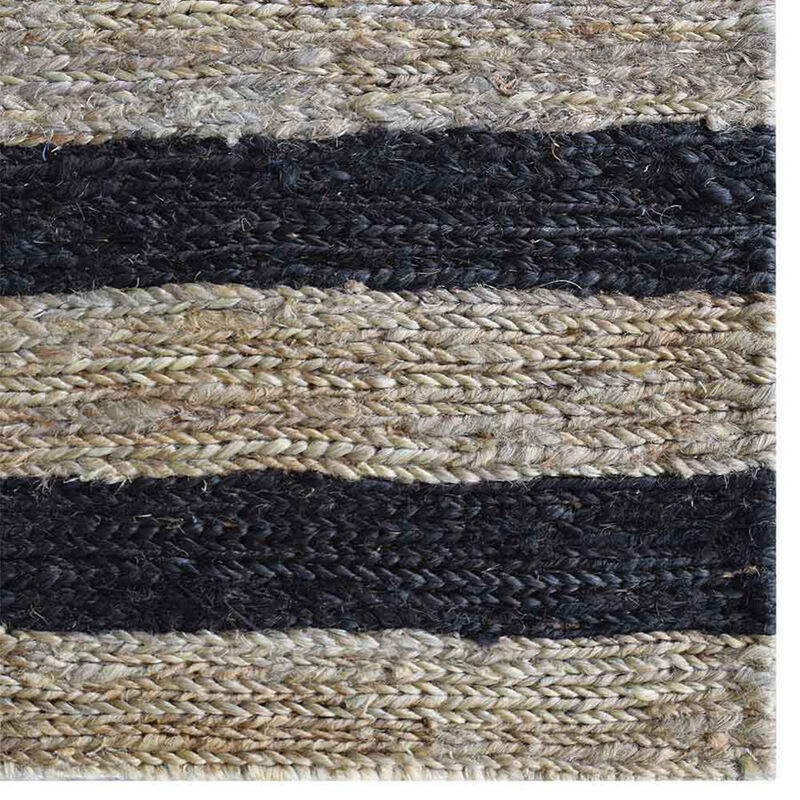 HAND KNOTTED SUMAK JUTE ECO-FRIENDLY Contemporary AREA RUGS  - 4'x6', Rectangle Shape, Beige Black Color, Contemporary, High Pile, Natural Fiber, Outdoor Indoor Handmade Area Rugs (J00083)