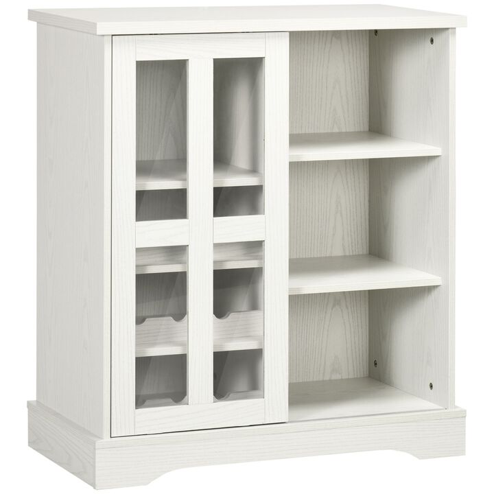 White Kitchen Organizer: Cabinet with Wine Racks & Sliding Door
