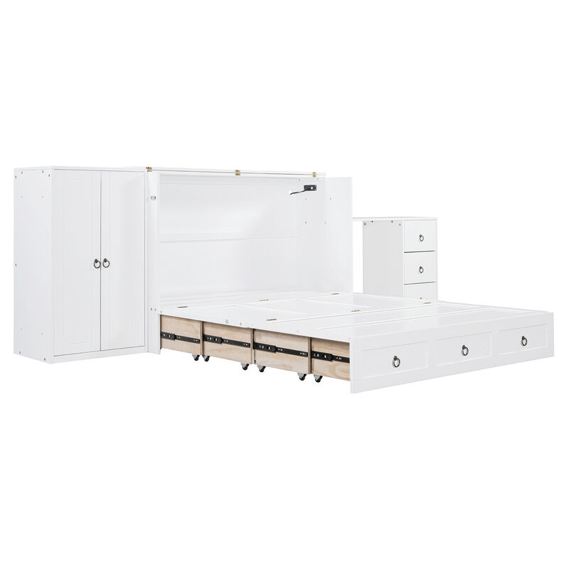 Murphy Bed Wall Bed with USB Port and Wardrobe