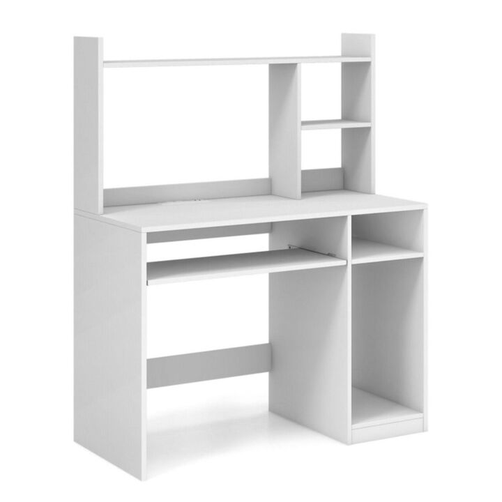 Hivvago Home Office Computer Desk with Bookcase Keyboard Tray and CPU Stand