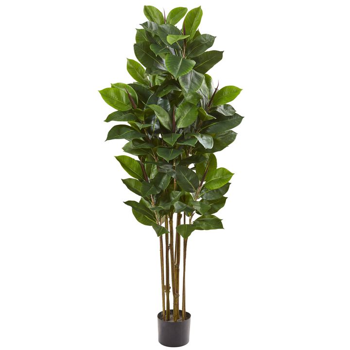 Nearly Natural 58-in Rubber Leaf Artificial Tree