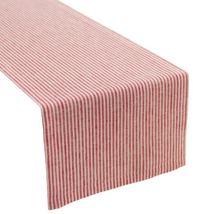 Solino Home 100% Pure Linen Table Runner 14 x 90 Inch | Narrow Stripe