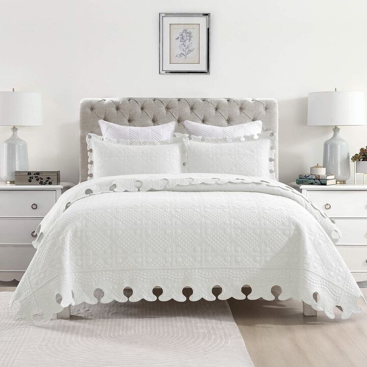 MarCielo 100% Cotton Oversized Bedspread Quilt Set Embroidery TW