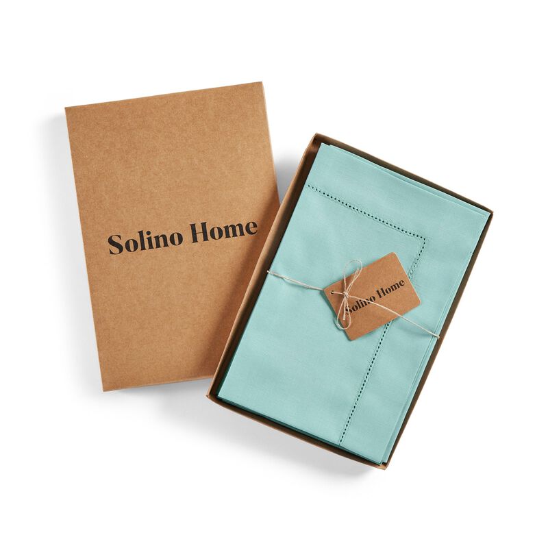 Solino Home Cotton Linen Hemstitch Dinner Napkins 20 x 20 Inch Set of 6