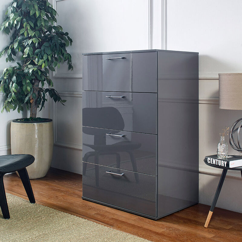 FC Design Klair Living Glossy Four-Drawer Jumbo Chest