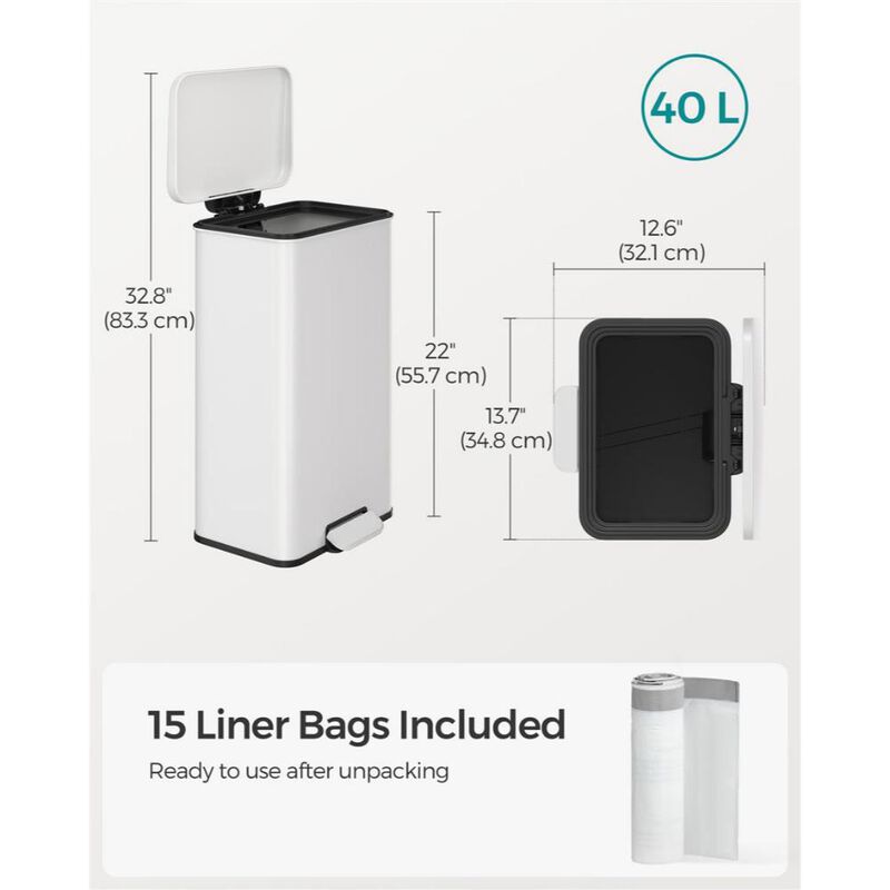 10.5 Gallon Trash Can for Efficient Waste Management and Space-Saving
