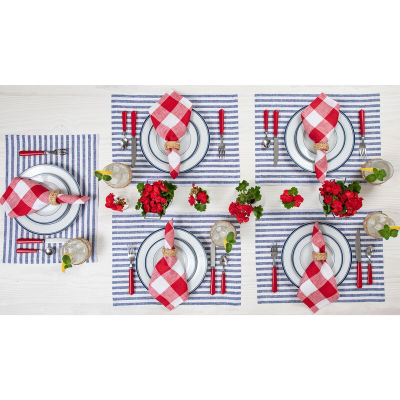 Solino Home 100% Pure Linen 14 x 19 Inch Placemats Set of 4 | Amalfi Stripe