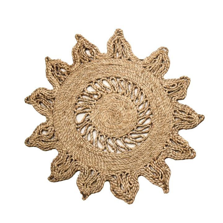 Plain Handwoven Floral Shaped Jute Lace Mat (Large)