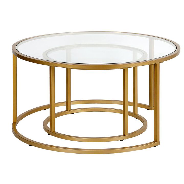 Hudson&Canal Watson Round Nested Coffee Table in Brass