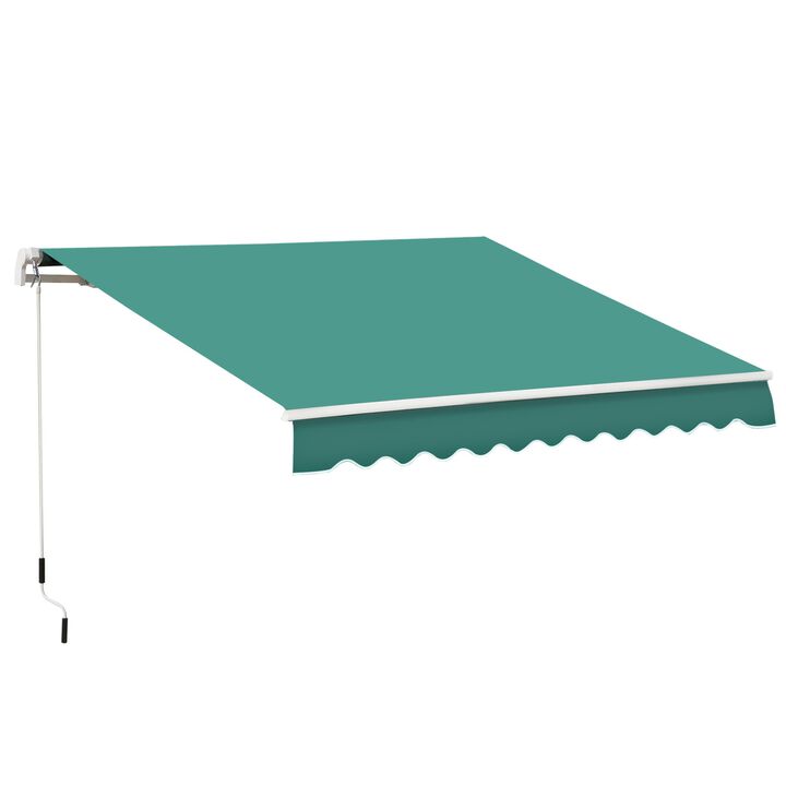 Green Patio Protector: 13'x8' Durable Manual Retractable Yard Awning