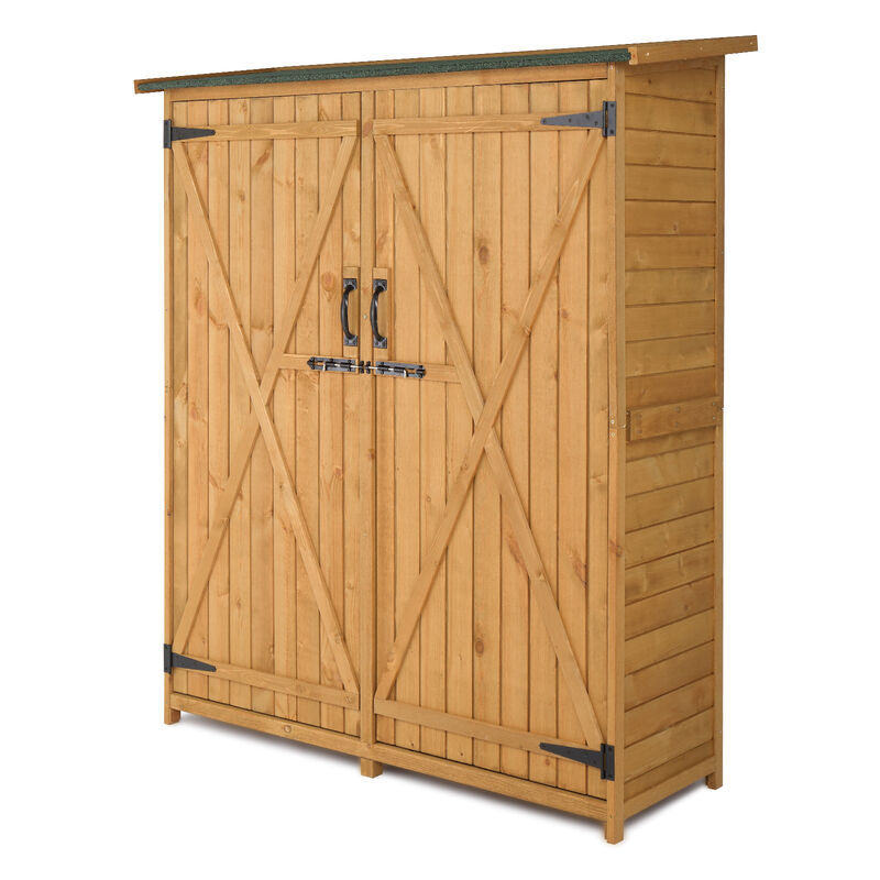 Weather-Resistant Fir Wood Shed, Compact Storage Cabinet for Backyard & Patio