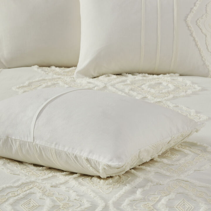 Gracie Mills Dean Chenille Geometric 3-Piece Cotton Comforter Set