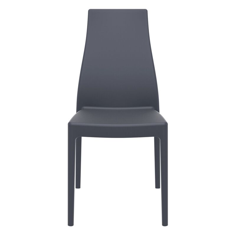 37" Taupe Outdoor Patio Solid High Back Dining Chair