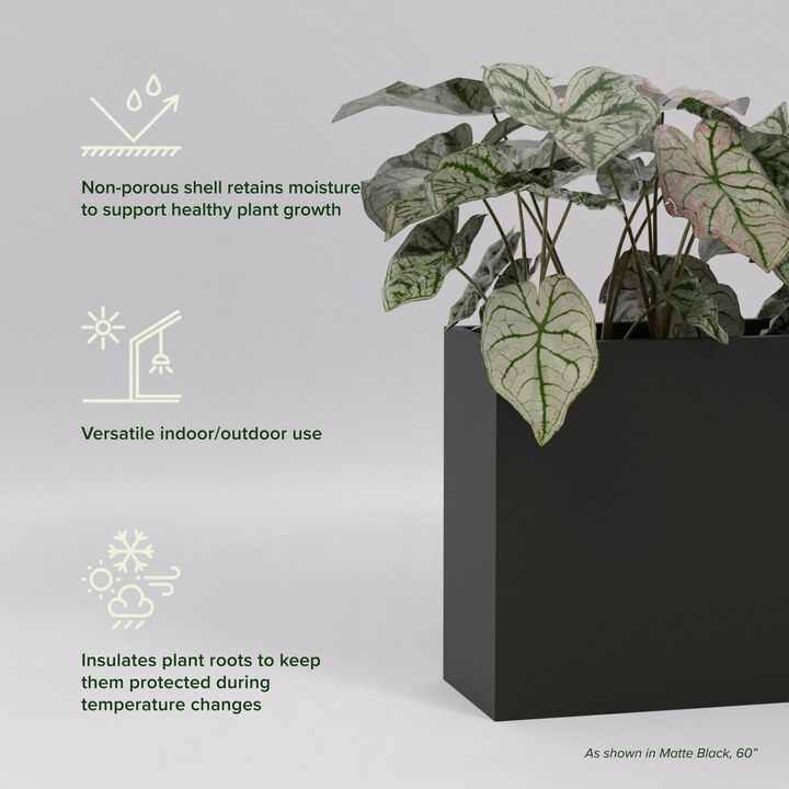 Greenline Fiberglass Leo Extra Large Indoor/Outdoor Rectangle Planter - 72 in x 16 in x 24 in